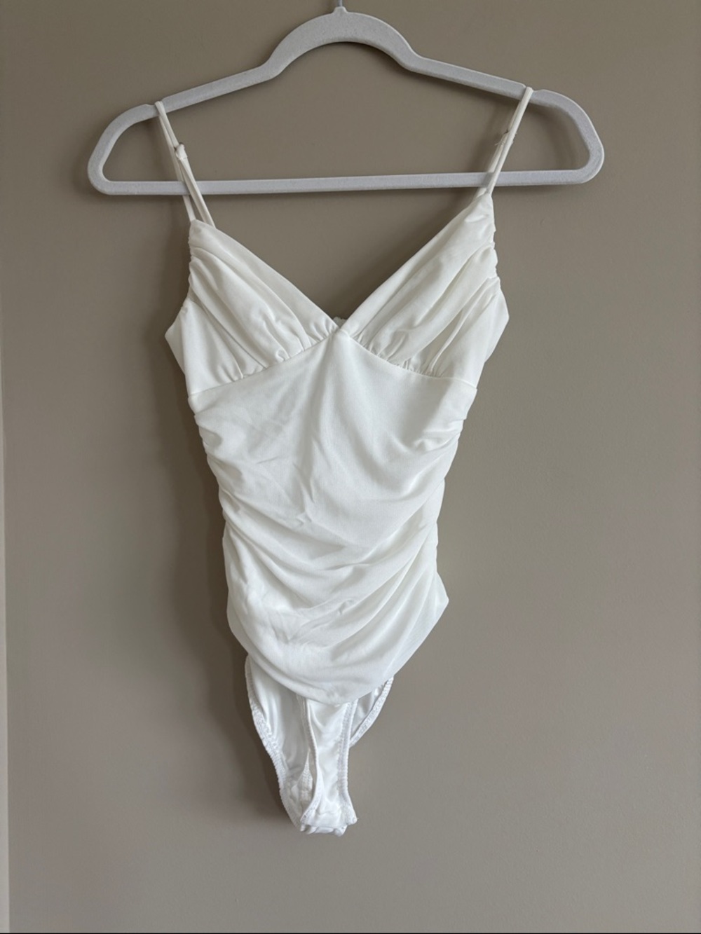 Princess Polly White V-Neck Ruched Bodysuit